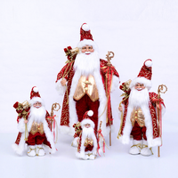 Étincelant fait à la main or rouge noël père noël debout poupées Navidad Noel Papa luxueux Figure cadeau sac décorations de noël