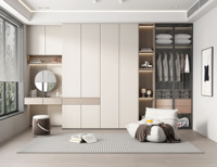 Armoire intégrée moderne en bois massif avec coiffeuse et compartiments de rangement multicouches, design gratuit, écologique, pour chambre et école