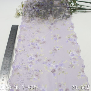 Elegante <span class=keywords><strong>Tulle</strong></span> Morbido <span class=keywords><strong>Colorato</strong></span> Stampato Larghezza 20CM con Ricamo Floreale Viola Chiaro, Bordatura in Pizzo Voile per Lingerie Femminile - Product Image 2