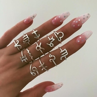 Personnalité à la mode argent plaqué métal Couple cadeaux 12 pièces/ensemble Knuckle femmes signe du zodiaque anneaux
