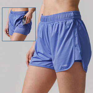 Shorts de sport OEM pour femmes, personnalisés, avec doublure Pro-Tech, poches, taille élastique, effet push-up, respirants, anti-transpiration, pour la course et le cyclisme - Product Image 1