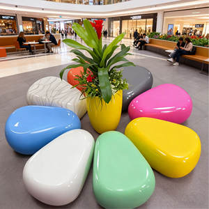 Custom Irregular Stone Shape Art Chair Modern Outdoor <b>Garden</b> Patio Fiberglass Egg Rock <b>Stool</b> <b>for</b> Park Mall Hotel Decor - Product Image 1