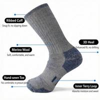 Chaussettes de ski en laine mérinos personnalisées, épaisses, chaudes, en bouclette, mi-mollet, pour la randonnée
