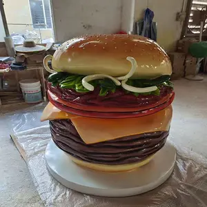 Outdoor food shop decoration life size fiberglass hamburger statue resin food model for event display