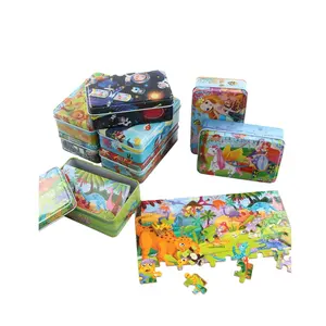 Đồ Chơi Cho Trẻ Em Bán Buôn Bằng Gỗ Phim Hoạt Hình Động Vật Giáo Dục Bằng Gỗ Jigsaw Puzzle Box Toy