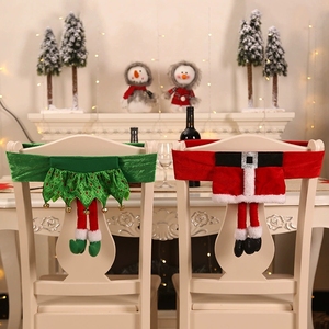 Housse de chaise thème Père Noël et ensemble de housses de poupée de Noël – Décoration adorables pour chaises de salle à manger lors des fêtes et des célébrations - Product Image 2