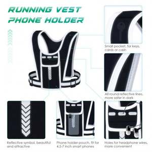 Athletic Fitness Outdoor Sport Phone Holder Reflective Running Vest with <b>Water</b> Bottle <b>Pouch</b> - Product Image 6