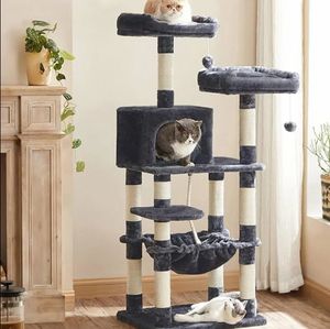 Fabricante personalizado de lujo gris oscuro gato de peluche árbol <span class=keywords><strong>torre</strong></span> resistente alto superventas raspador para <span class=keywords><strong>gatos</strong></span> modernos al por mayor - Product Image 6