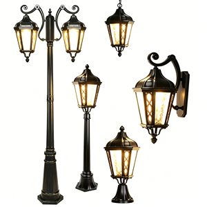 Lámpara de Jardín Clásica Personalizada, Combinación de Luces Decorativas para el Hogar con Sensor de Luz y Sensor de Movimiento, Luz de Paisaje - Product Image 1