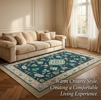 Tapis doux 5D haut de gamme, silencieux, antidérapant, pour salon, chambre à coucher, style américain, motif floral, lavable en machine