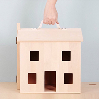Maison de poupée miniature inachevée en bois 1:12 bricolage Portable miniature Holdie kit de maison mini maison de transport