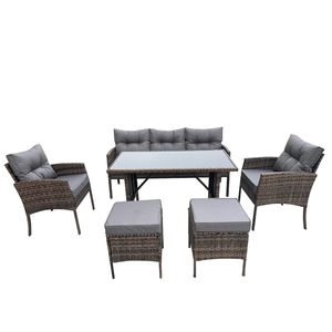 Meubles de jardin, chaises et tables de patio en aluminium, 7 places - Product Image 1
