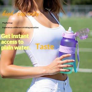 Large Capacity Flip-top Direct <b>Drinking</b> Scented <b>Straw</b> <b>Plastic</b> Sports Water Bottle Portable Outdoor Low-calorie - Product Image 6