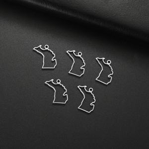 5 buah/pak liontin peta <span class=keywords><strong>Michigan</strong></span> Amerika Serikat untuk gantungan kunci kalung Aksesori pembuatan perhiasan besi tahan karat DIY - Product Image 2