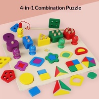Mainan Edukasi Dini Anak-anak, Mencocokkan Angka Buah, Menumpuk Bentuk Geometris Kayu, Mengenal Warna, Memancing, Montessori