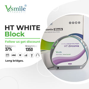 Vsmile HappyZir HT presinterizzato blocco di <span class=keywords><strong>Zirconia</strong></span> per sistema di fresatura Cad Cam Z-95 16MM - Product Image 2