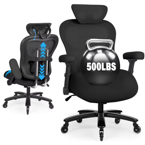 Heavy‑Duty 500LBS Ergonomic Mesh Home <b>Desk</b> Chair <b>Adjustable</b> Lumbar Flip‑up Armrests Lockable Tilt - Product Image 1