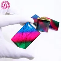 Natürliches Kristall rechteck 35x50mm rot grün blau Mischfarbe synthetischer Turmalin
