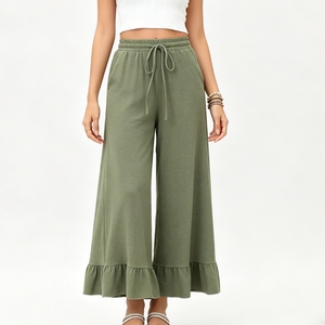 <span class=keywords><strong>Pantaloni</strong></span> Palazzo da <span class=keywords><strong>Donna</strong></span> a Vita Elastica <span class=keywords><strong>con</strong></span> Orlo a Balze, Gamba Larga, Casual, <span class=keywords><strong>con</strong></span> Tasche, Cropped, Sehe Fashion - Product Image 5