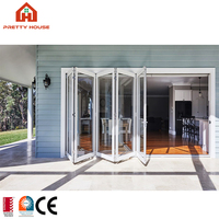 Porte pliante double pour patio, design moderne, cadre en aluminium à rupture de pont thermique, étanche et isolante, pour villa personnalisée
