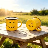 Mug à café en émail de style nordique, logo personnalisé imprimé, tasse en émail métallique moucheté, mug en émail pour le camping et les pique-niques, cadeau de vacances