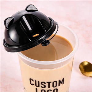 Milk Tea Pet Single Wall Plastic <b>Cups</b> with Black Cover 90mm 500cc <b>12oz</b> 18oz 30oz for Bubble Tea - Product Image 6