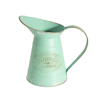 Pichet à fleurs en métal galvanisé vert Vase décoratif de ferme Vase rustique pour tournesols