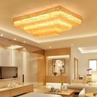 Lustre de plafond rectangulaire LED de luxe en cristal pour restaurant, hôtel, salon