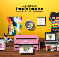 Penjualan bagus Printer DTF Impresora 13 inci A3 USA dengan pemotongan untuk kain tekstil XP600 langsung ke Film kit DTF merah muda