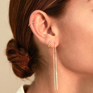 CANNER Pendientes de Plata de Ley 925 con Cadena Larga y Borla, Pendientes de Hilo Minimalistas de Oro 18K con Diseño de Serpiente, Joyería para Mujer - Product Image 4