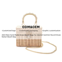 Nouveau fait à la main paille rotin pochette de luxe Style naturel décontracté fourre-tout chaîne décoration Durable été plage accessoire pour les femmes