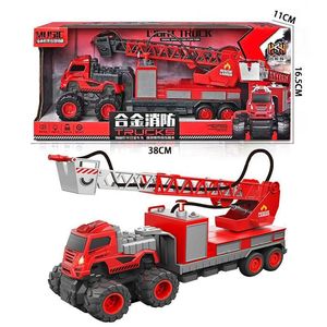 <span class=keywords><strong>Camion</strong></span> de pompiers géant en métal moulé sous pression 1:18 avec échelle, pulvérisation d'eau, musique, lumière, inertie, voiture de sauvetage, cadeau d'anniversaire pour garçons, en plastique - Product Image 1