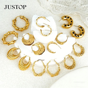 Trending hoop OEM/OEM Waterproof Stainless Steel Gold Plating hypoallergenic Fashion Jewelry supplier gold filled earrings - Product Image 2
