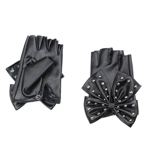 Guantes sexis de cuero PU para mujer, medio dedo, estilo Punk Rock, lazo grande para escenario, Club, baile, invierno, pantalla táctil transpirable - Product Image 1