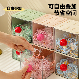 Desktop Storage <b>Box</b> With Lid Stackable Transparent Organizer For Office Supplies And <b>Books</b> Multicolor Rectangle Design - Product Image 3