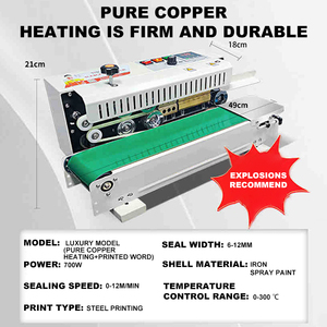 Machine de scellage continu entièrement automatique 700W, machine de scellage thermique pour aliments, scelleuse de sacs d'emballage, machines d'emballage avec codage par pulvérisation - Product Image 2