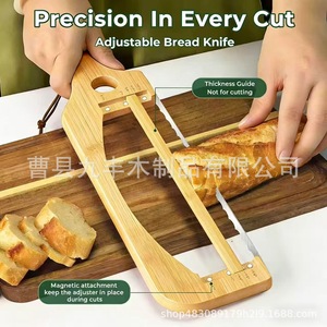 Wooden <b>Bread</b> Slicer Stainless Steel Blade 8-9.9in Durable Kitchen <b>Cutter</b> For Toast With Handle - Product Image 2