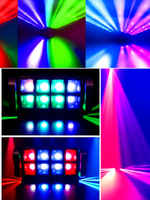 Mini projecteur LED Spider 8x3W RGBW à tête mobile, activé par le son, contrôle DMX-512, éclairage stroboscopique, faisceau lumineux, indice de protection IP33, 50 000 heures
