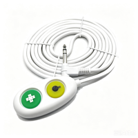 Cordon d'appel infirmier à deux boutons, prise stéréo coudée 6,35 mm, étanche, en silicone, pour pendentif d'appel d'urgence patient en milieu hospitalier