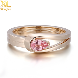<b>Top</b> Craftmanship Solitaire Rings 18K Gold Plated Lab Gemstones Ring Special Gemstone Charms Pink Colors Unisex Jewelry - Product Image 1