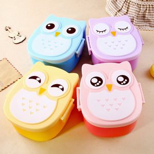 Cute Cartoon Owl Lunch Box For Children <b>Plastic</b> Bento Box With Lid Divided Sections Student <b>Food</b> Storage <b>Container</b> - Product Image 1