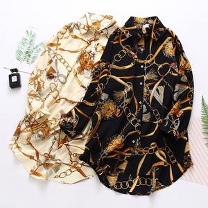 Novità 2025 Abbigliamento Casual da Donna Taglie Forti, Camicetta Elegante in Chiffon con Scollo a V, Stampa a Catena e Maniche Lunghe <span class=keywords><strong>S</strong></span>-4XL - Product Image 2