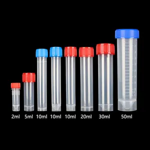 2ml 5ml 10ml 20ml 30ml 50ml Lab plastik dondurulmuş Test tüpü flakon mühür halkası konteyner ile döner kapaklı şişeler laboratuvar için