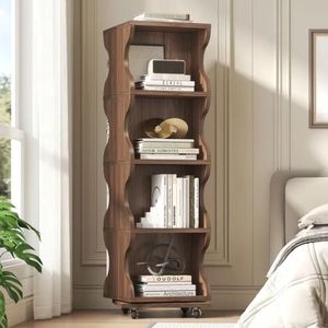 <b>Modern</b> minimalist wooden book <b>shelf</b> for home use, solid wood rotating book organizer. - Product Image 1