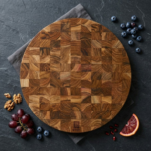 Planche à découper et à servir en bois de noyer noir et résine, ronde, de qualité supérieure, pour fromage, viande, légumes, charcuterie, vente en gros - Product Image 1