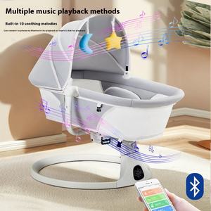 Berceau musical pour tout-petits, balançoire électrique pour bébé, transat pliable pour nouveau-né, chaise à bascule musicale vibrante - Product Image 3