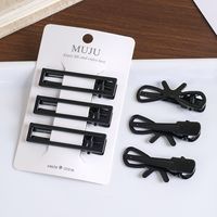 MUJU D270 Lot de 3 pinces à cheveux en métal noir mat 6 cm, épingles à cheveux géométriques en forme de nœud, logo personnalisé, carte avec code-barres, prêt à la vente, faible MOQ
