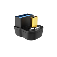 Connecteur magnétique USB Type C mâle vers USB 3.0 femelle 10 Gbit/s, adaptateur de charge et de données à angle droit de 90 degrés en alliage d'aluminium