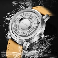 Reloj de Hombre FOXBOX, Único, de Acero Inoxidable Plateado, con Cuentas Giratorias, Relojes de Cuarzo para Hombre, Fuerza Magnética, Reloj Impermeable para Hombre