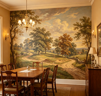Peinture murale de paysage vintage personnalisée, papier peint rétro de paysage forestier pour le salon, la chambre à coucher, la décoration murale intérieure de l'hôtel